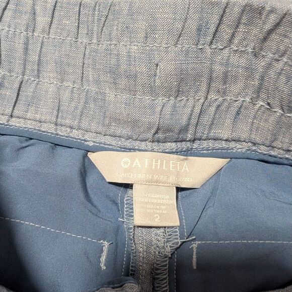 Athleta Women's Cabo Linen Wide Leg Pants Light Blue Size 2 - Picture 6 of 9